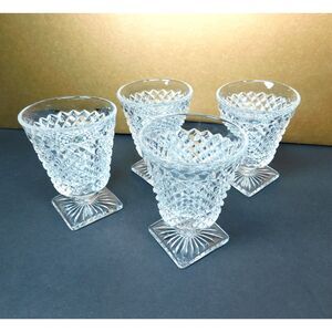 Westmoreland Juice Glasses English Hobnail Set of 4 Clear with Pedistal